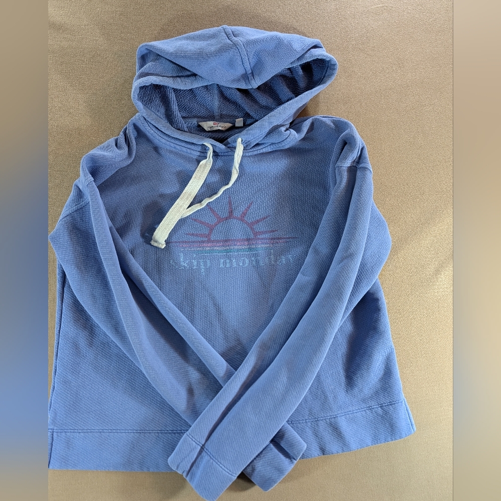 Vineyard Vines Blue Pullover Hoodie Skip Monday Women's M Hooded Drawstring Knit